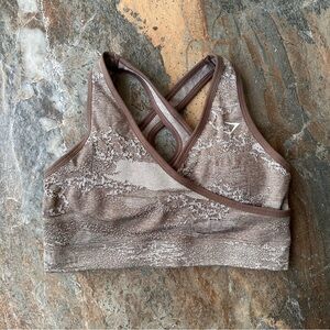 Gymshark Adapt Camo Seamless Sports Bra Pebble Grey Soul Brown Size Medium